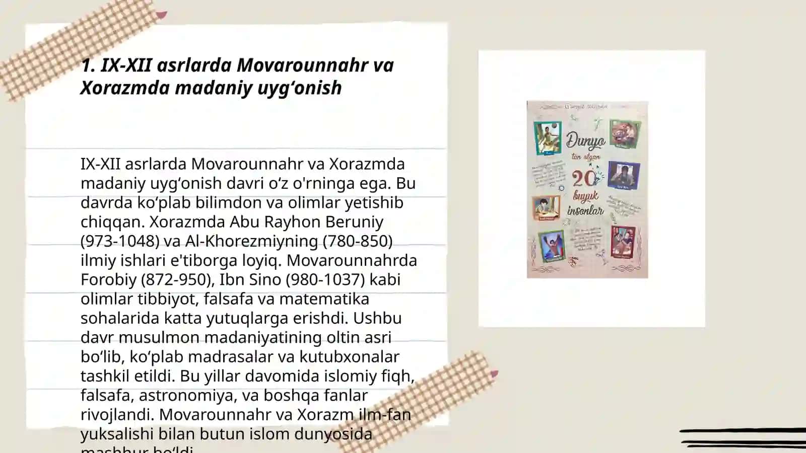 IX-XII asrlarda Mamlakatimiz Hududida Roʻy Bergan Madaniy Uygʻonish (Renessans) 3