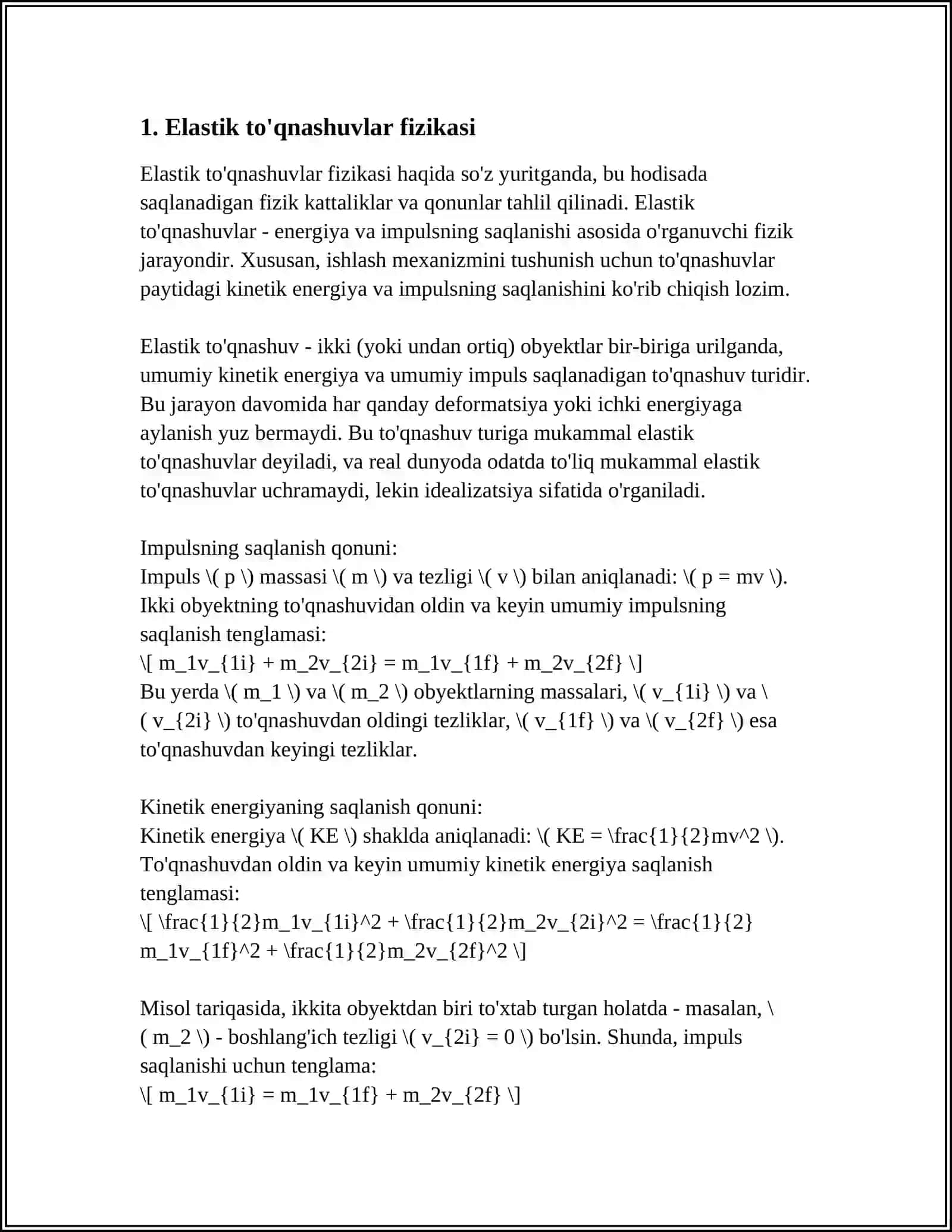 ELASTIK VA NOELASTIK TOQNASHUVLAR 3