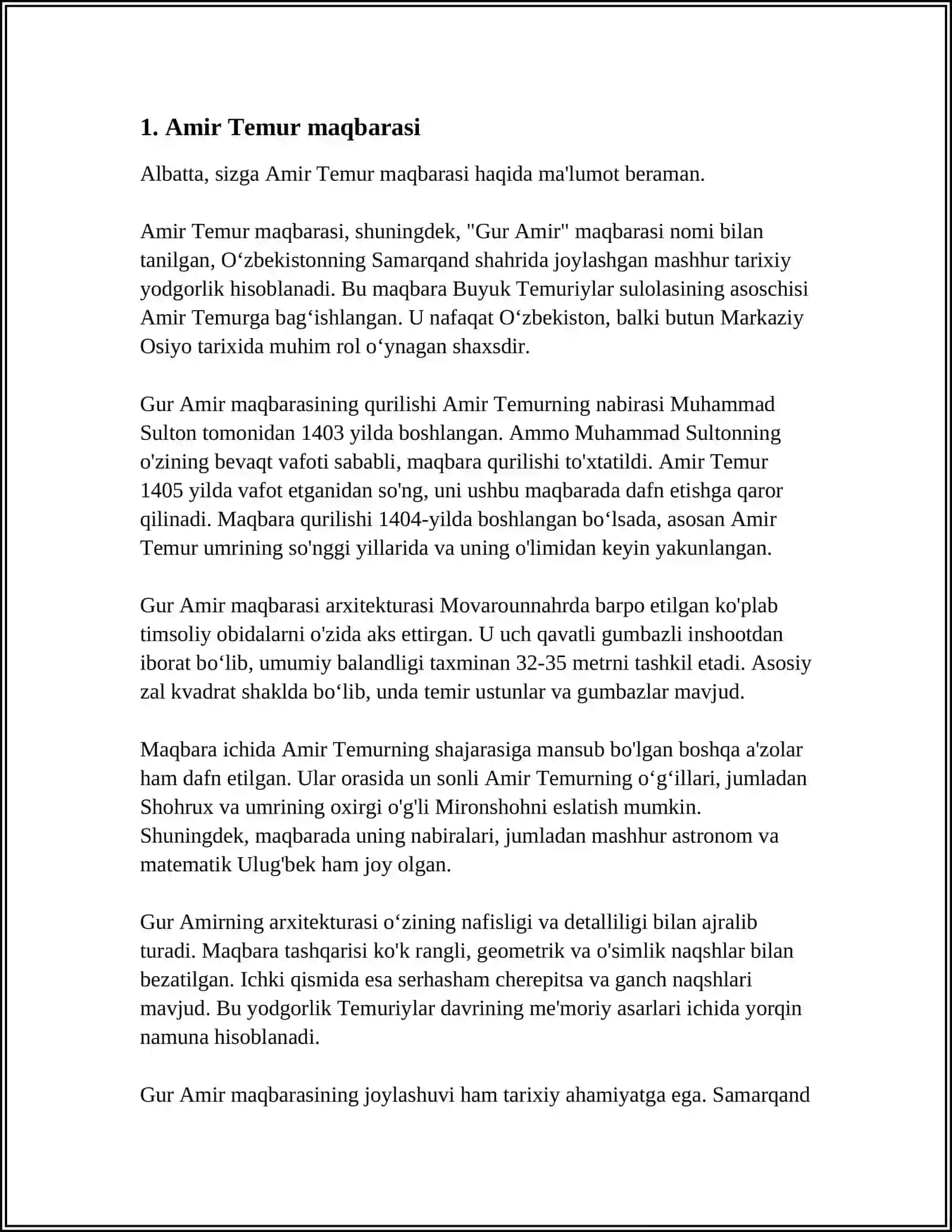 Amir Temur maqbarasi 3