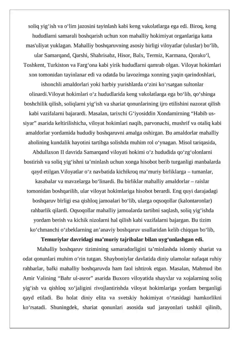 Shayboniylar Davlatining Mahalliy Boshqaruv Tizimi 3