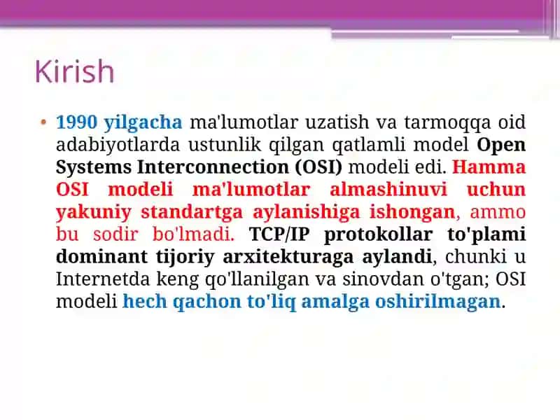 OSI va TCP/IP tarmoq modellari 3