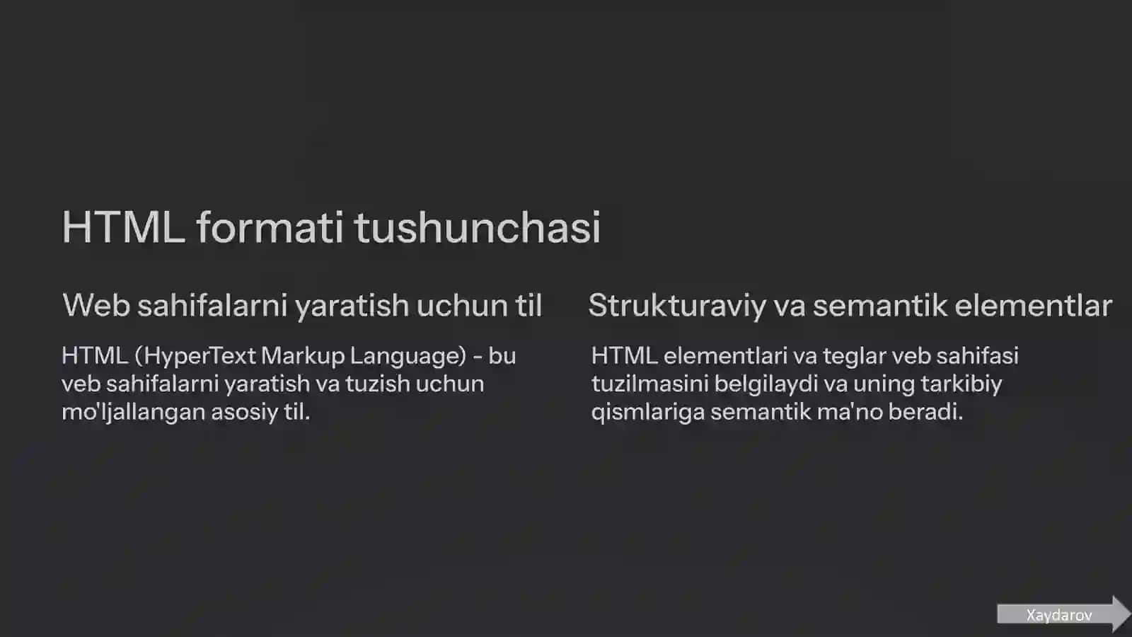 HTML formati tushunchasi 3
