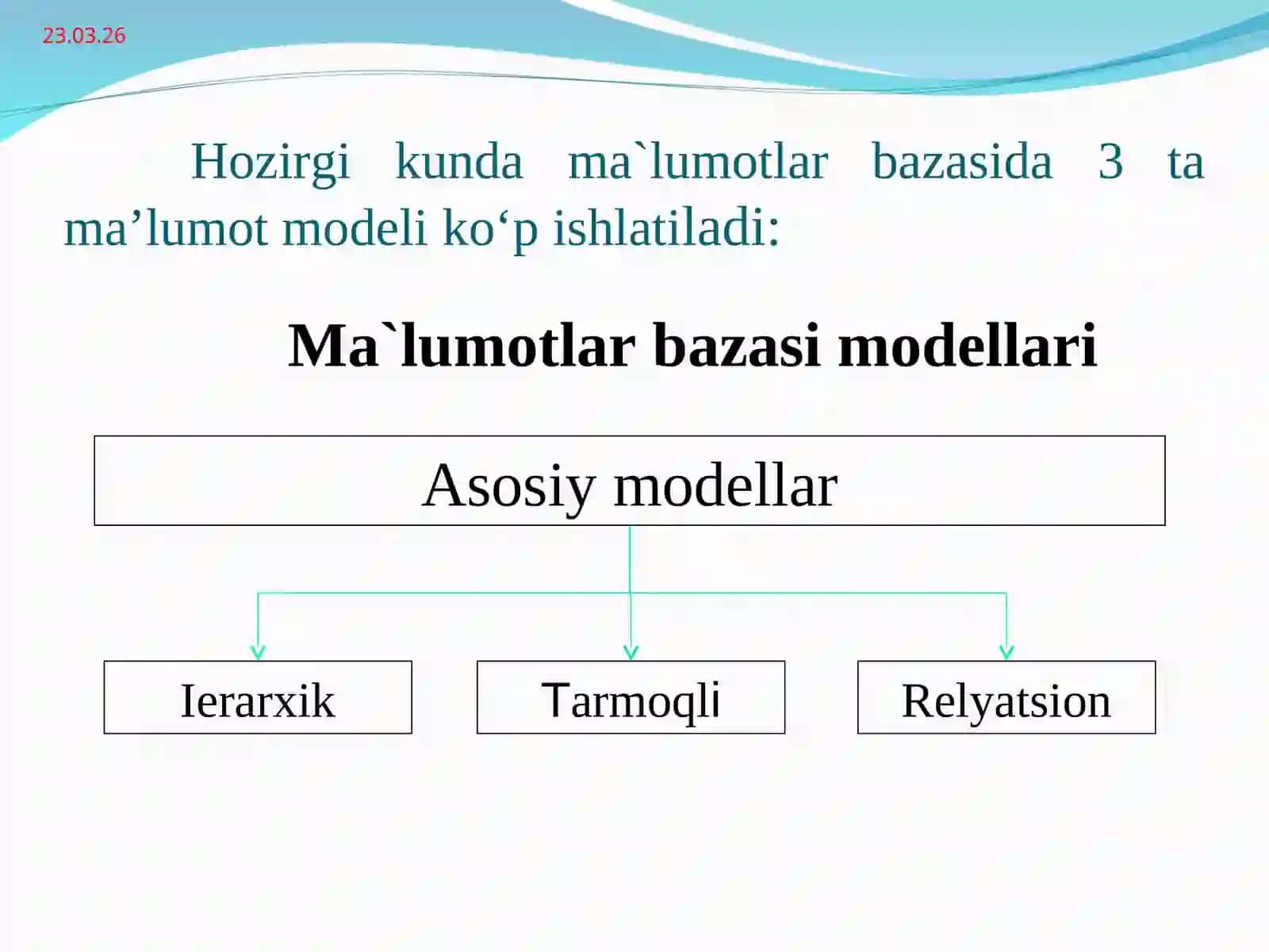 Ma’lumot modeli 3