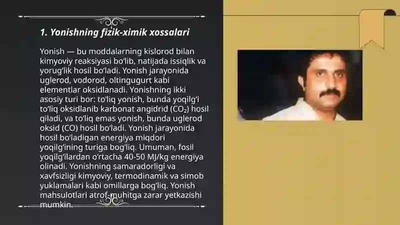 Yonishning xossalari 3