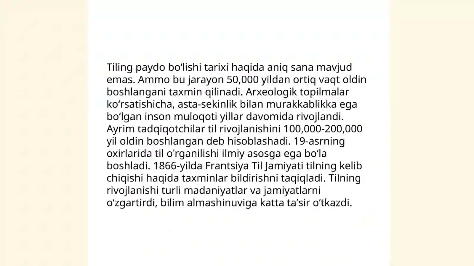 Tilning paydo boʻlishi 3