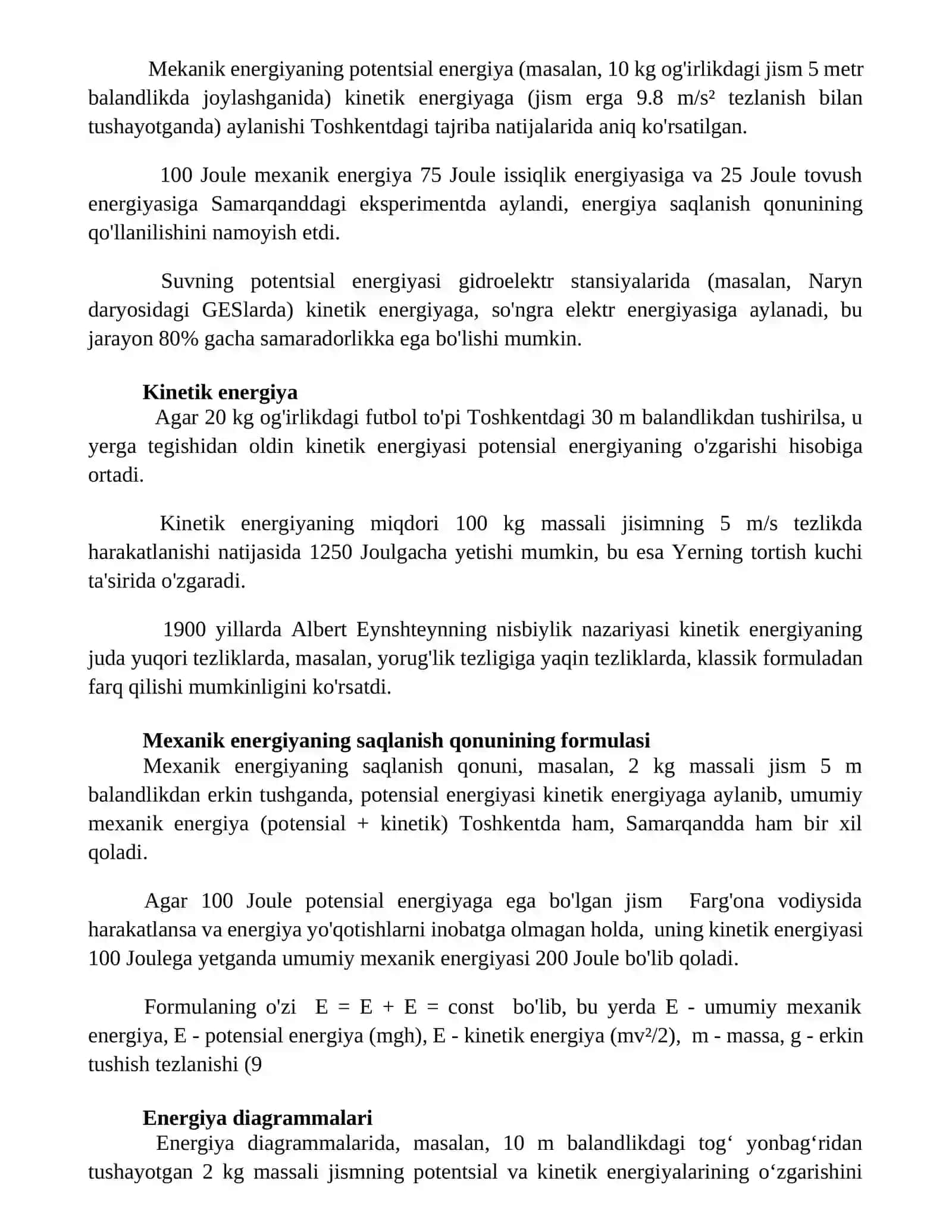 Mexanik Energiya Saqlanish qonuni 3