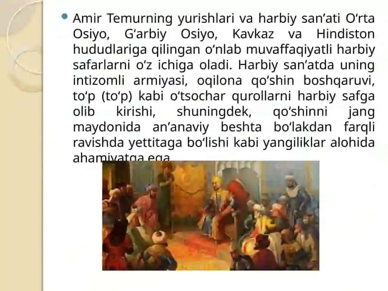 Amir Temur yurishlari va harbiy san’ati 3