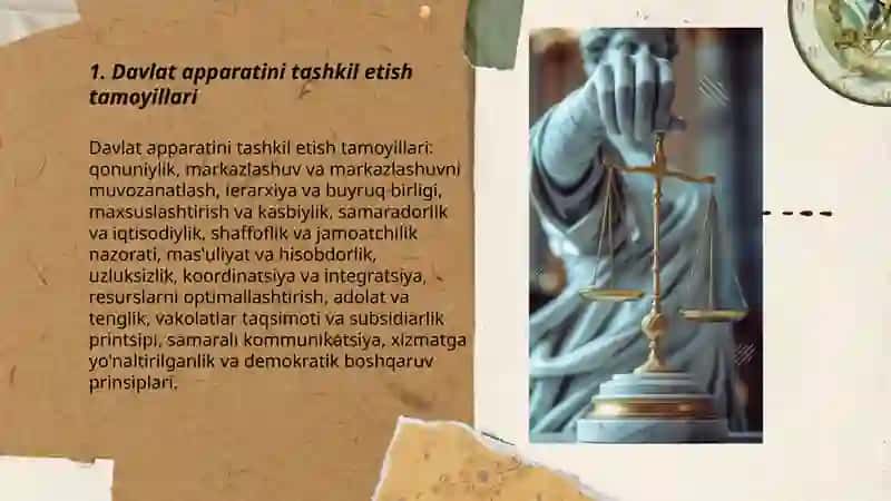 Davlat apparatini tashkil etish va faoliyatini amalga oshirish tamoyillari 3
