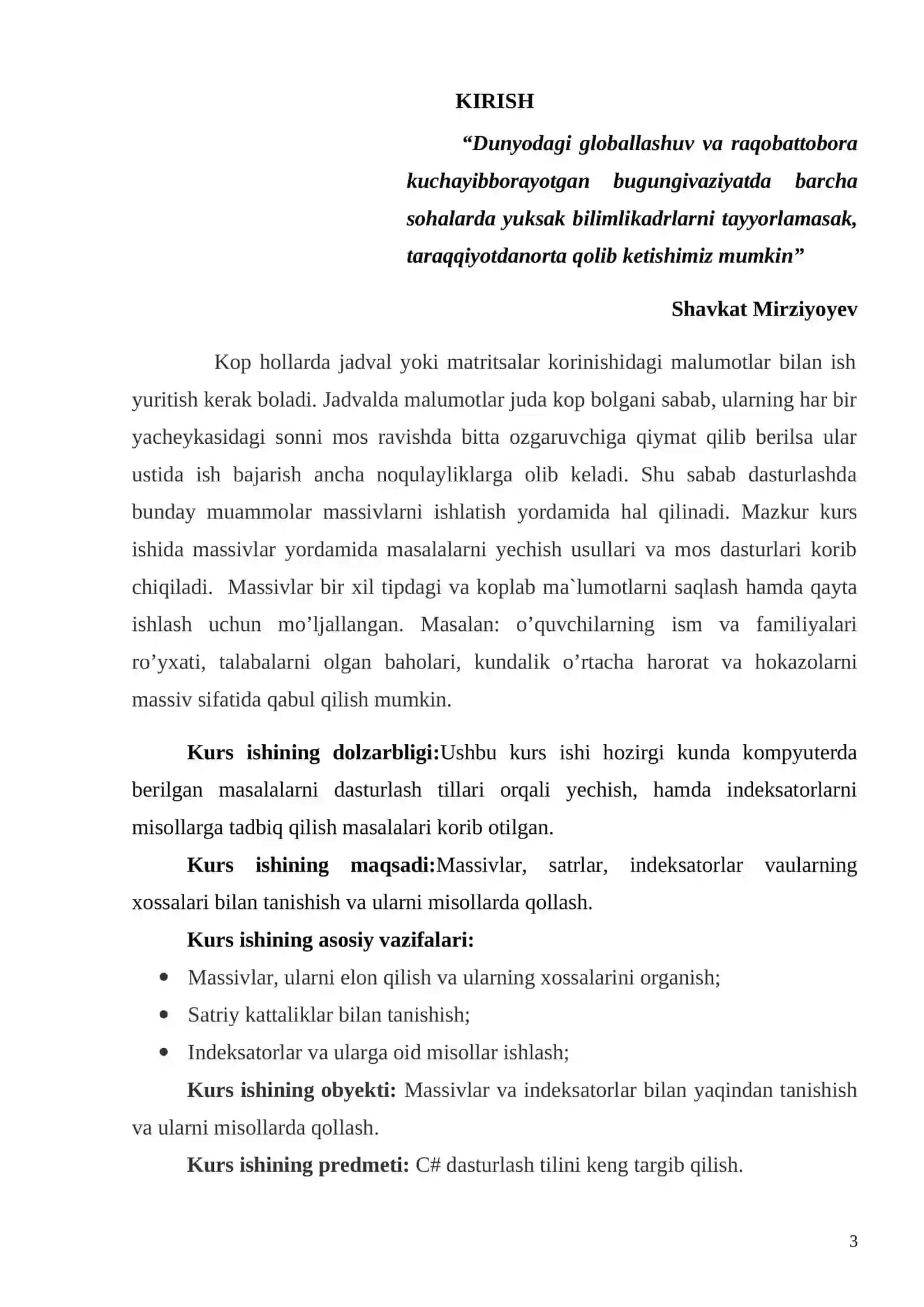 “Massivlar. Bir olchamli massivlar 3