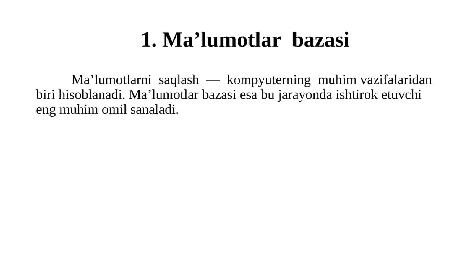 Ma’lumotlar omborini boshqarish tizimlari (MOBT): asosiy tushunchalar va funksional imkoniyatlari 3