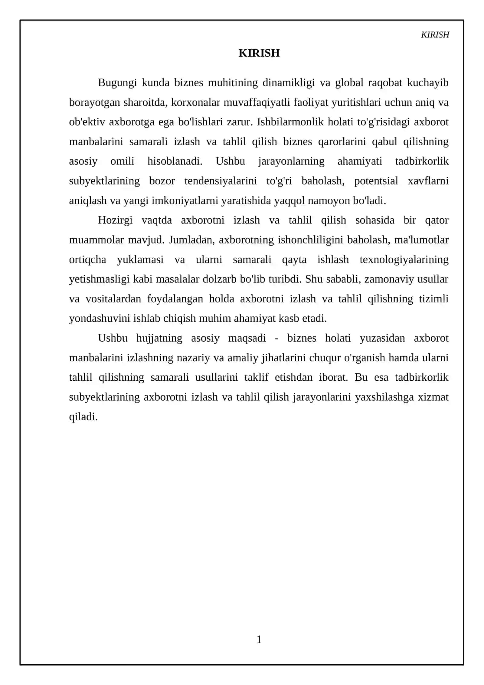 Biznes holati yuzasidan axborot manbalarini izlash va uning tahlili 3