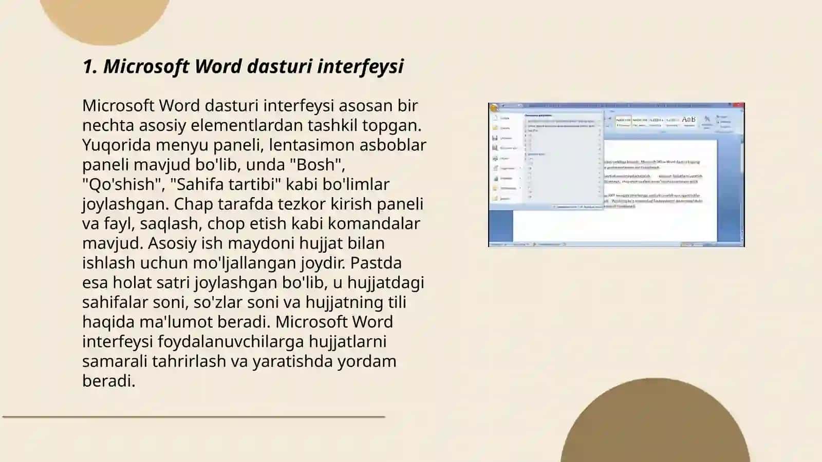 Microsoft Word dasturi interfeysi 3