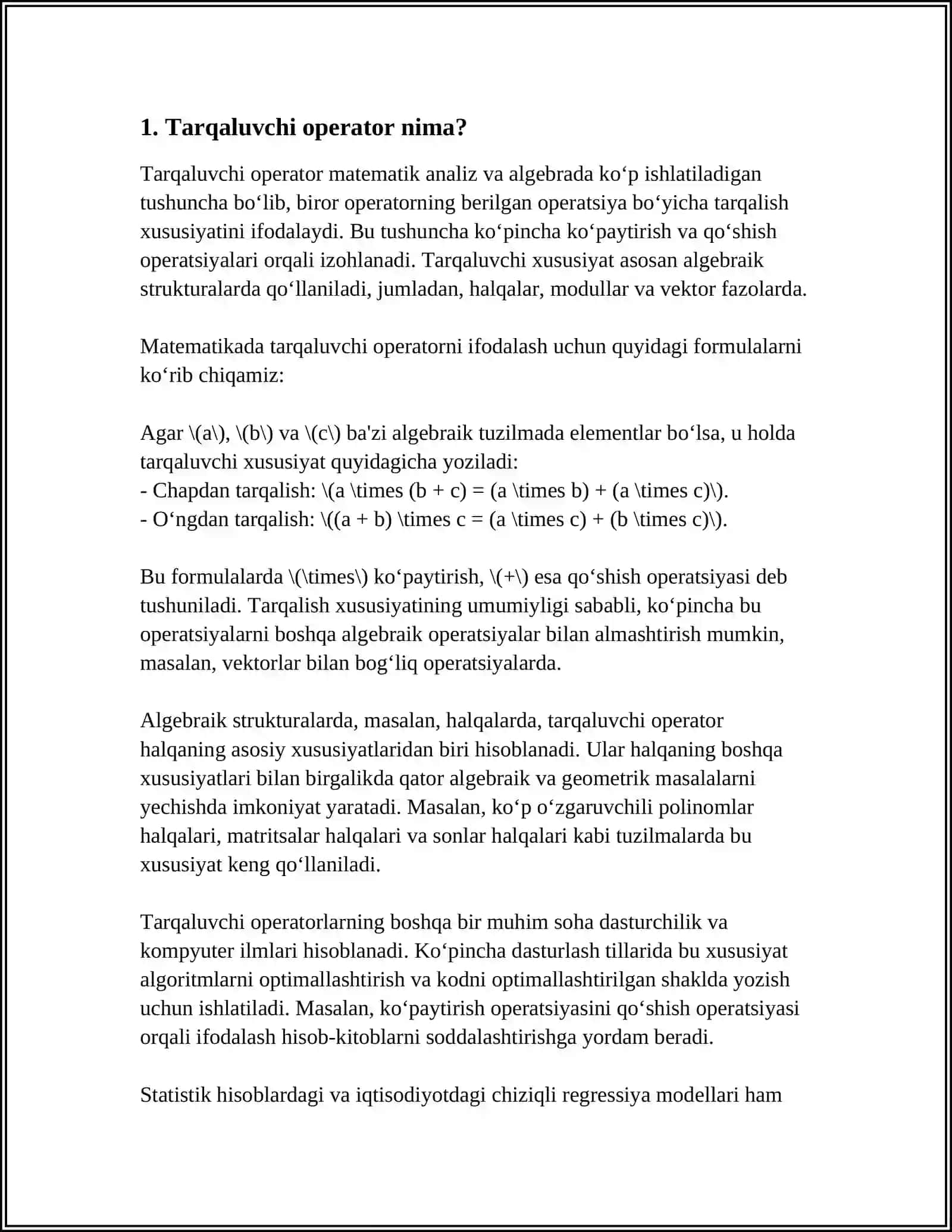 PYTHONDA TARMOQLANUVCHI OPERATORLAR 3