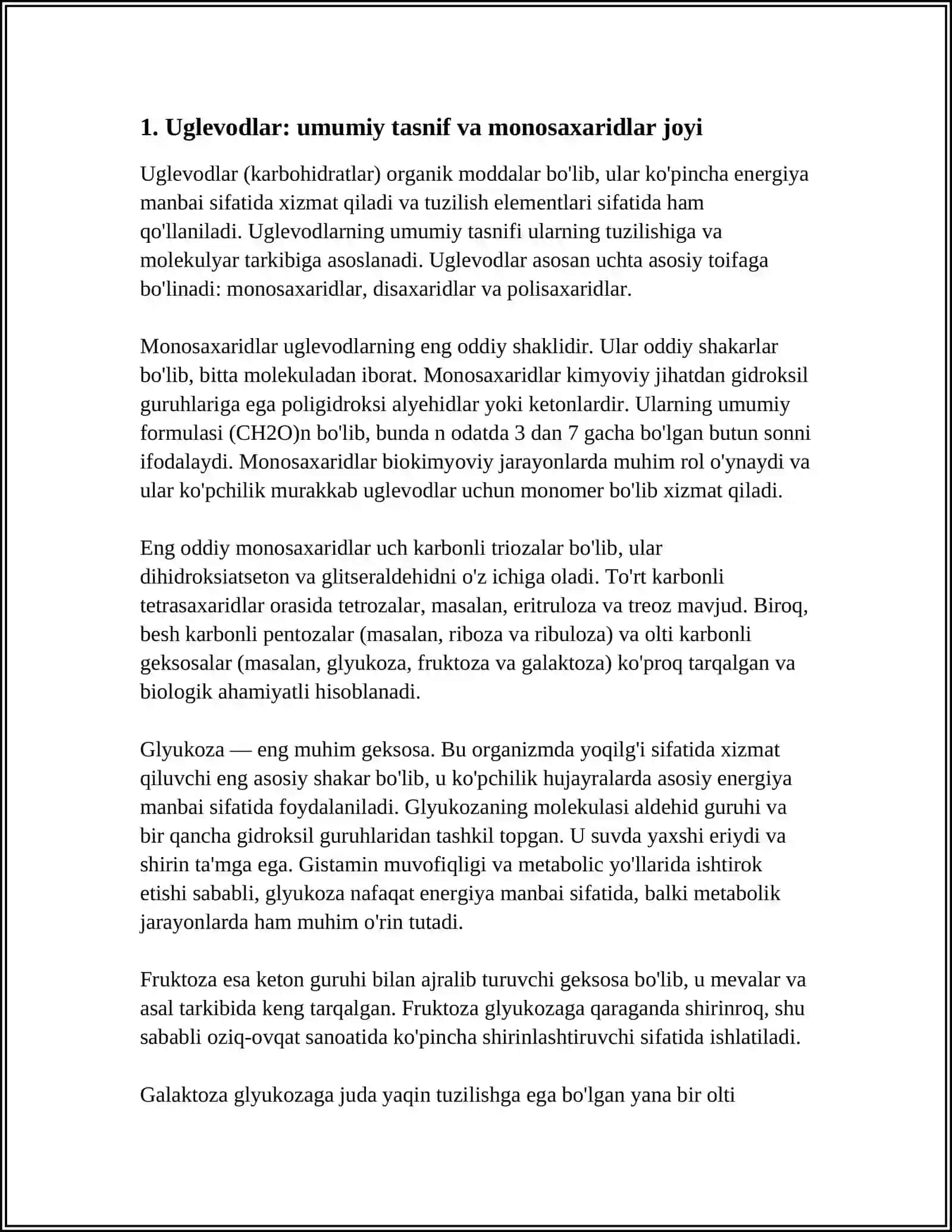 Uglevodlar. Monosaxaridlar 3