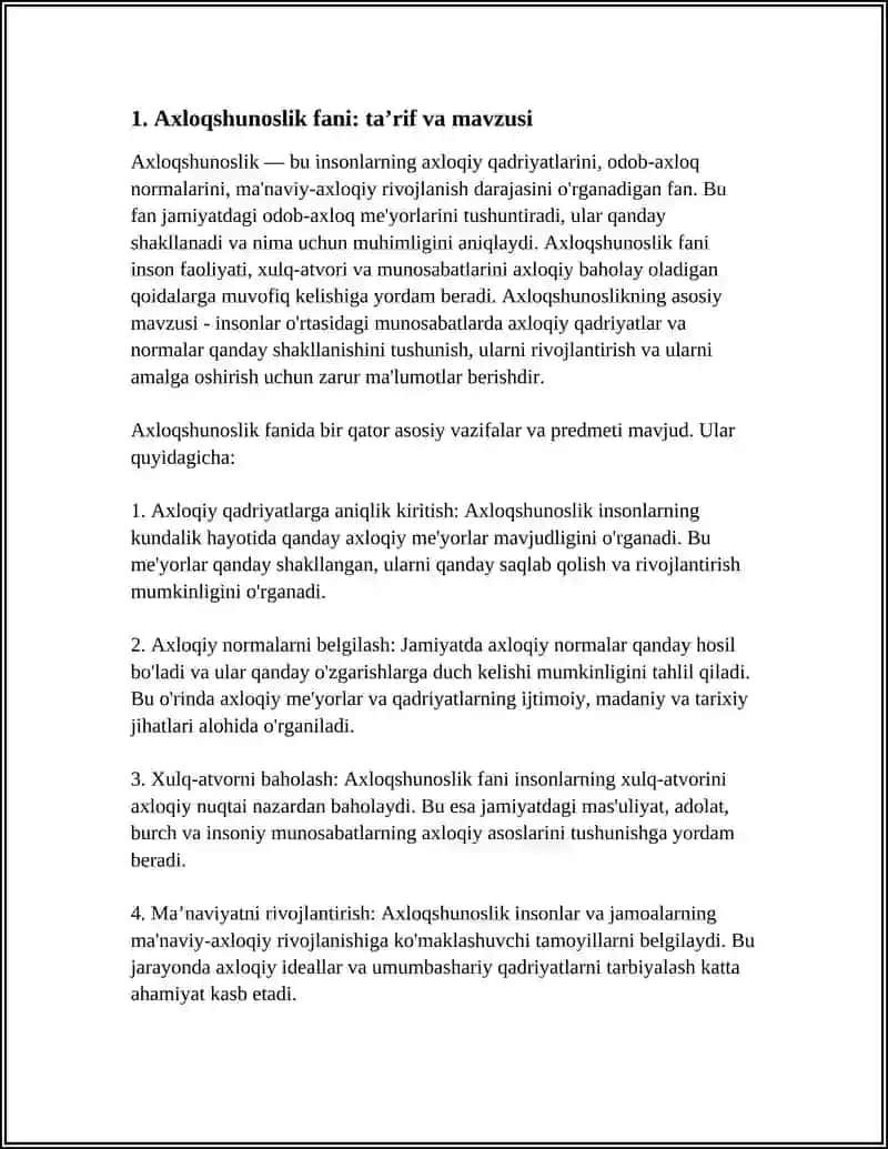AXLOQSHUNOSLIK FANI NIMANI OʻRGANADI ETIKA FANINING ASOSIY VAZIFASI VA PREDMETINI IZOHLASH 3