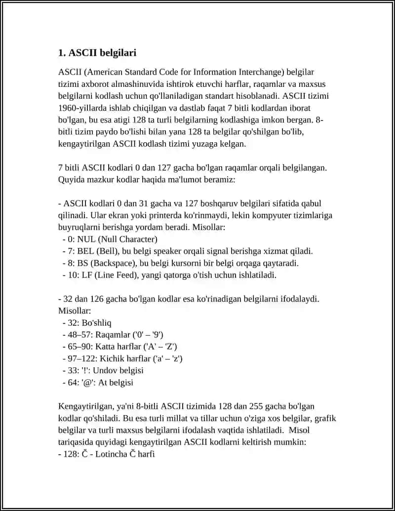 ASCII belgilari 3