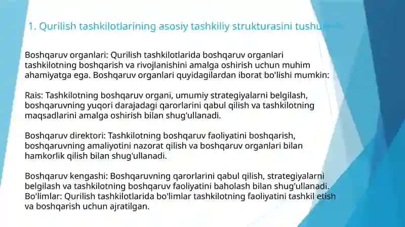 "Qurilishni Tashkil Etish va Rejalashtirish" 3