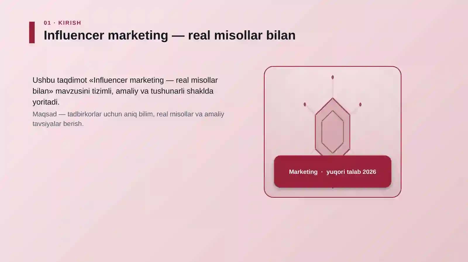 Influencer marketing — real misollar bilan 3