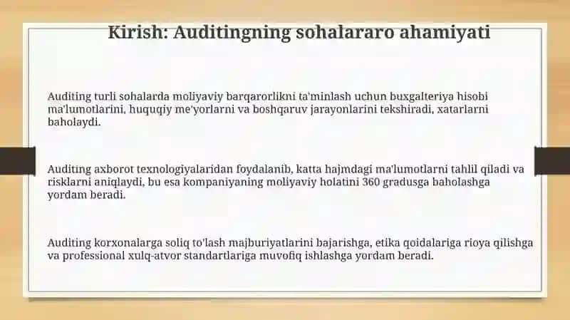 Boshqa tarmoqlarda audit 3