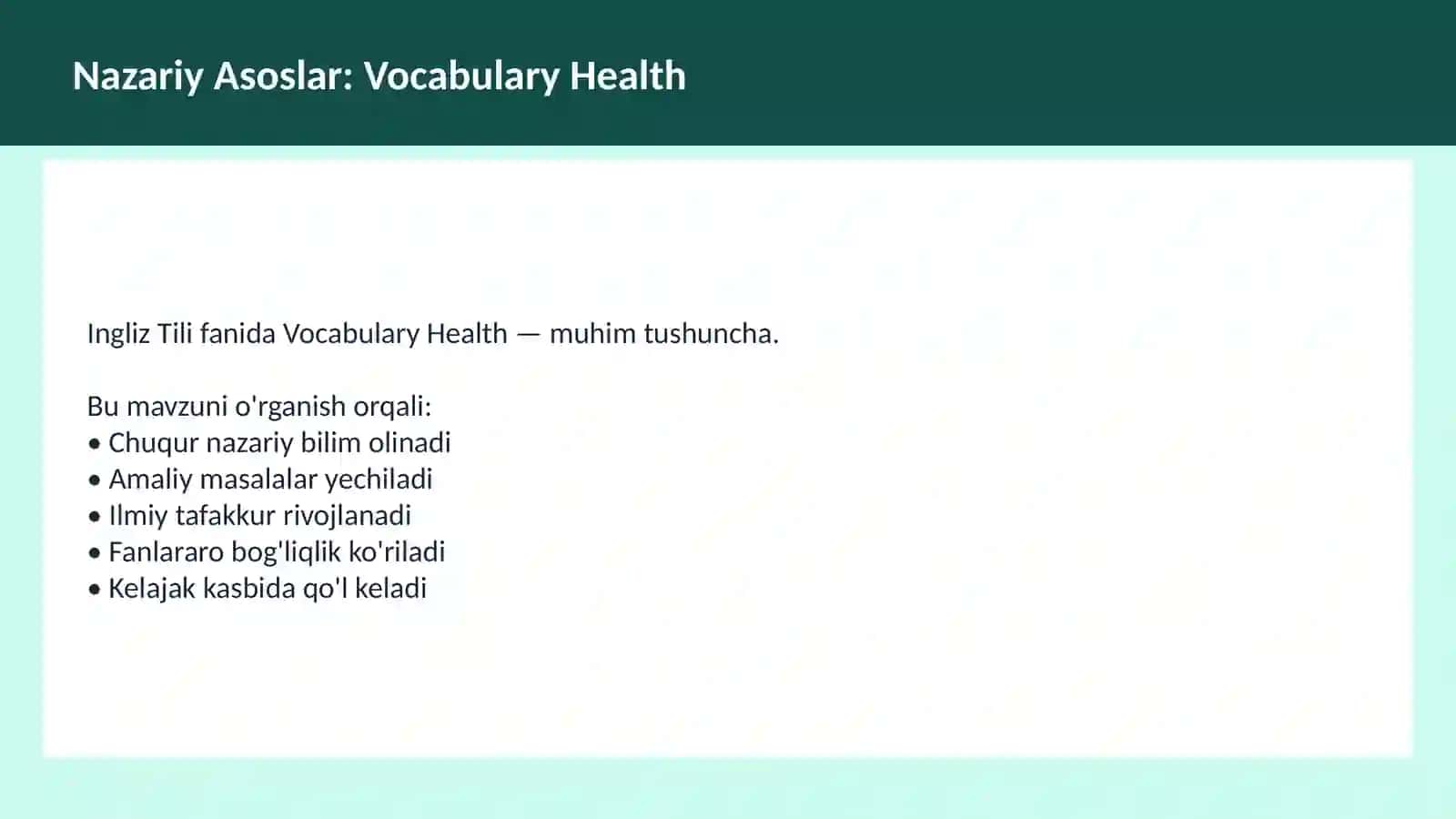 O'qituvchilar va talabalar uchun dars ishlanma 3