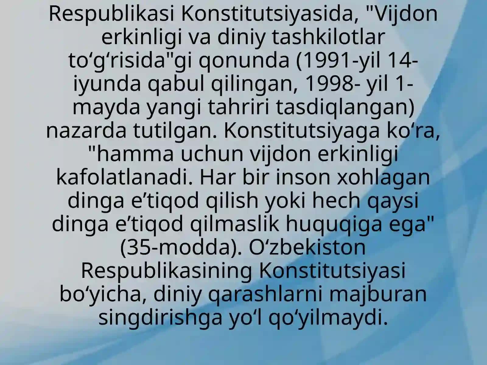 Vijdon va eʼtiqod erkinligi haqida 3