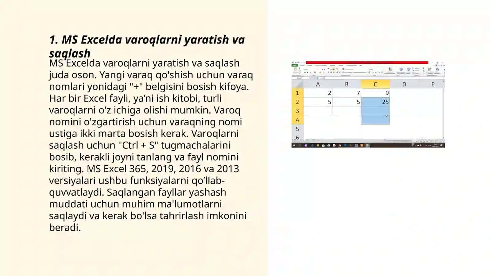 MS Excelda varoqlar bilan ishlash 3