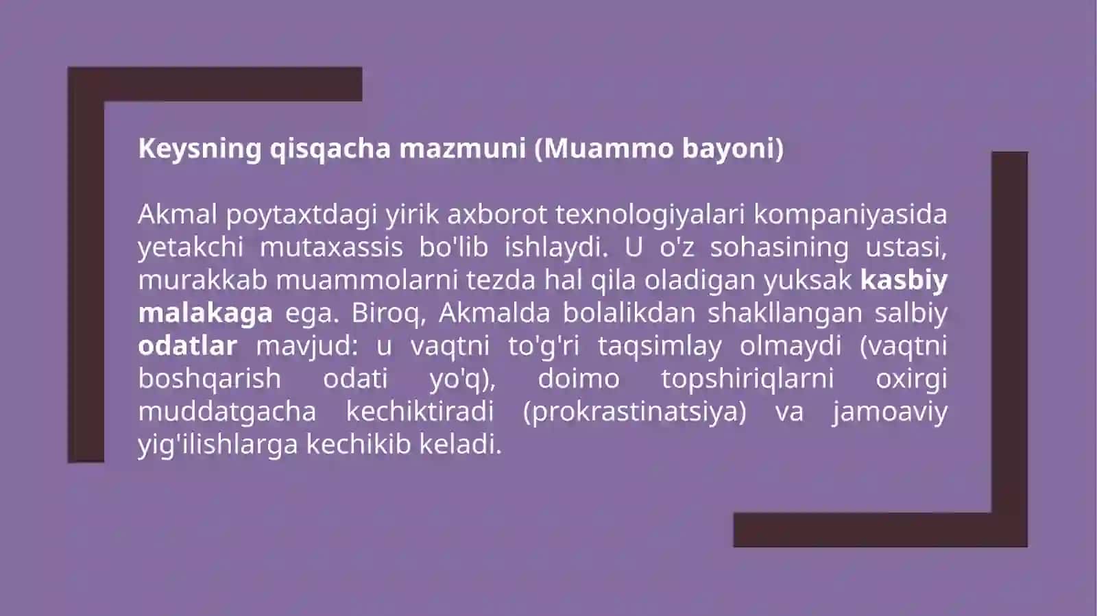 Shaxsning malaka va odatlari 3