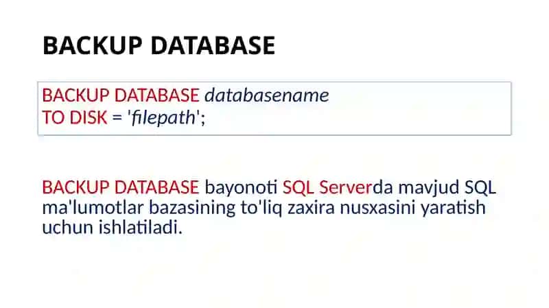 BACKUP DATABASE 3