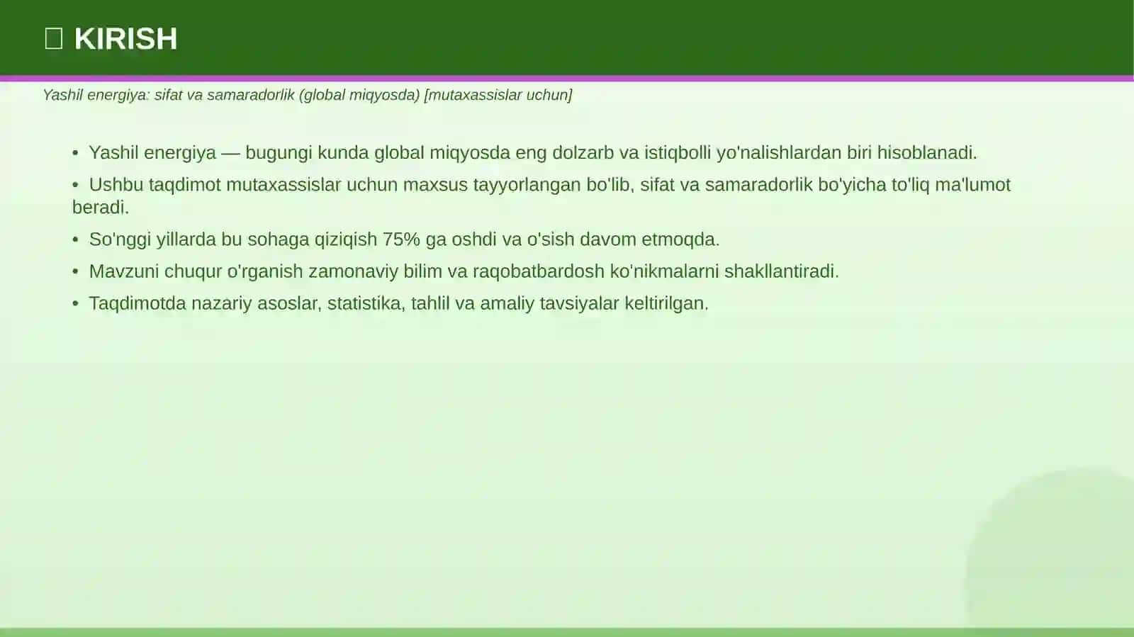 Yashil energiya: sifat va samaradorlik 3