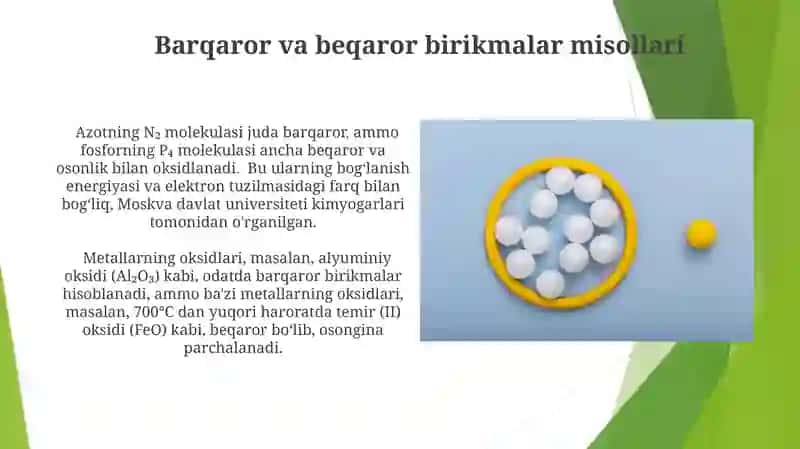Barqaror va beqaror birikmalar 3
