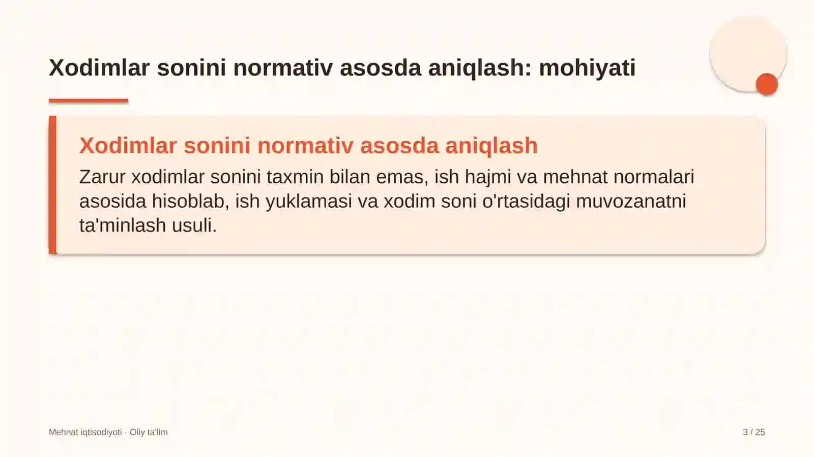 Mehnat iqtisodiyoti · Oliy ta'lim 3