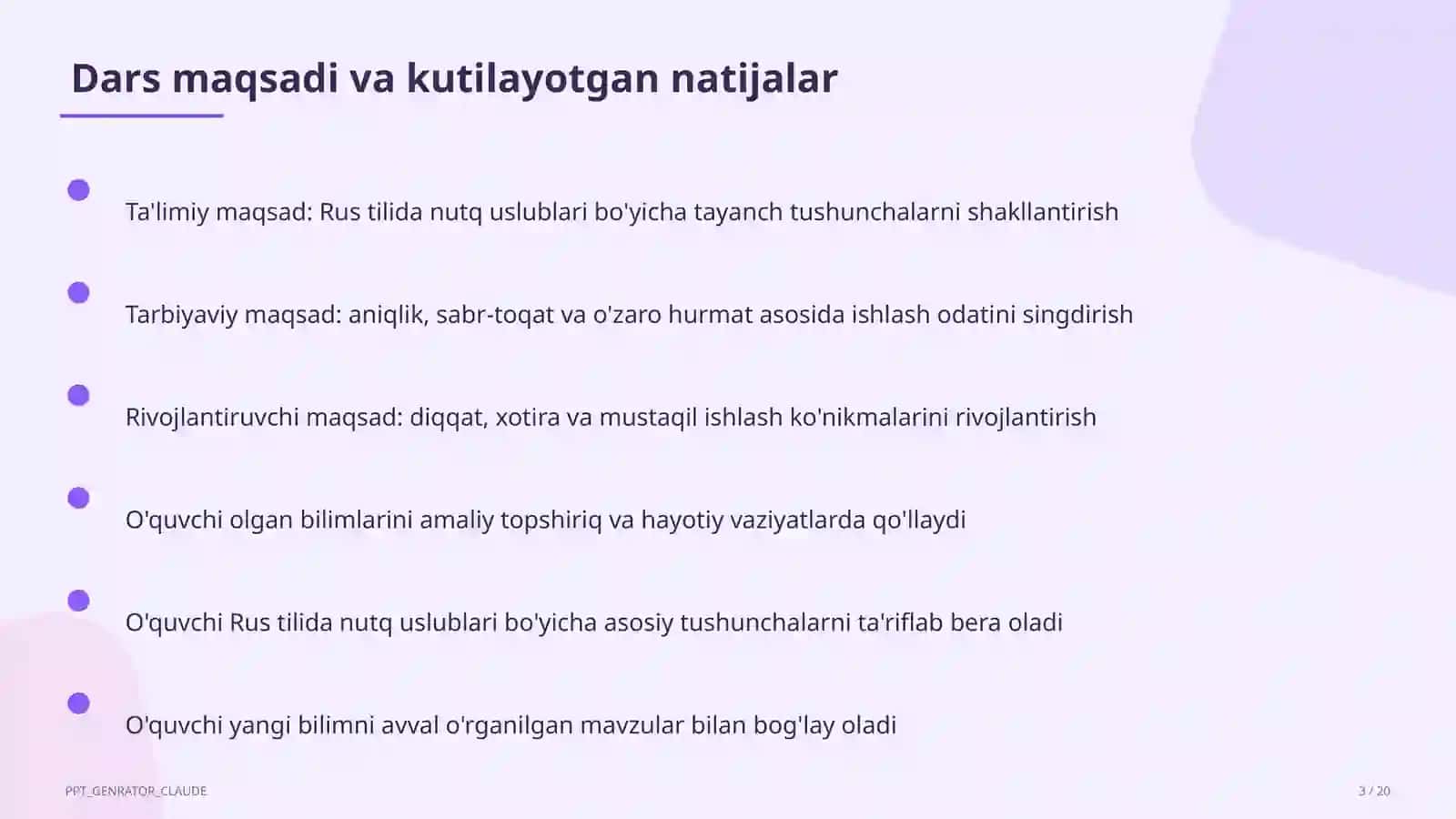 Rus tilida nutq uslublari (10-sinf) 3