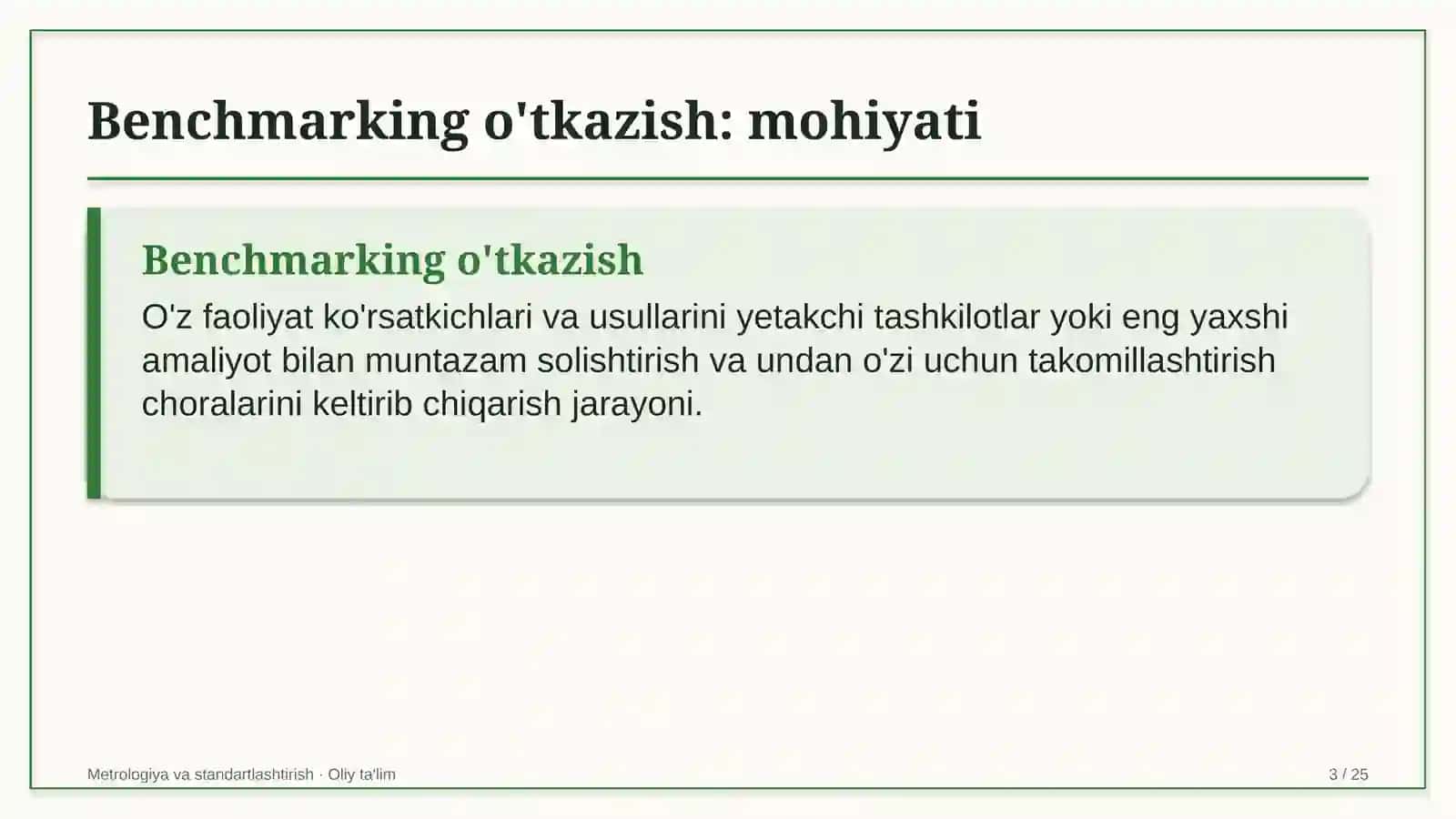 Optik tolali aloqa tarmoqlarida benchmarking o'tkazish 3