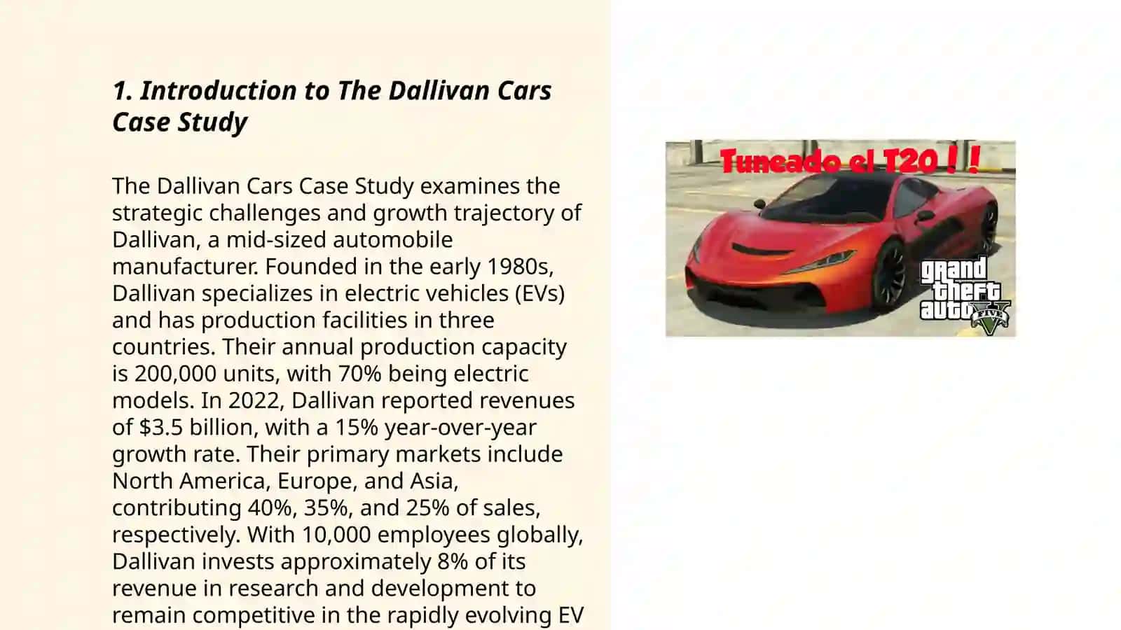 The Dallivan Cars Case Study 3