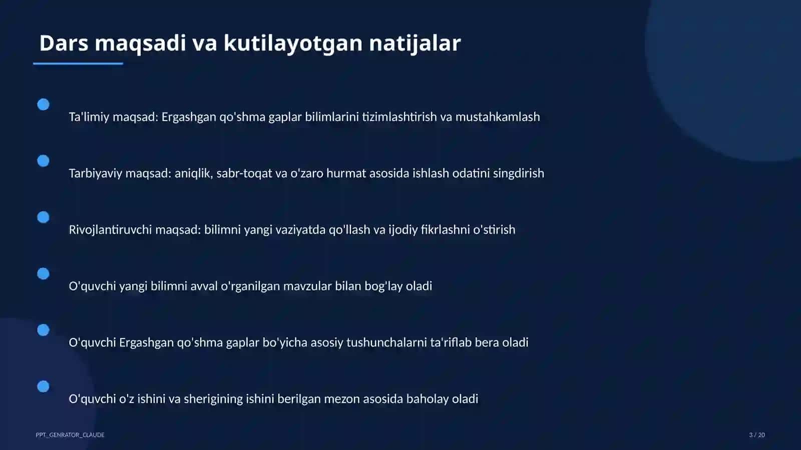 Ergashgan qo'shma gaplar (9-sinf) Ona tili (5– 11) — takrorlash darsi uchun 3