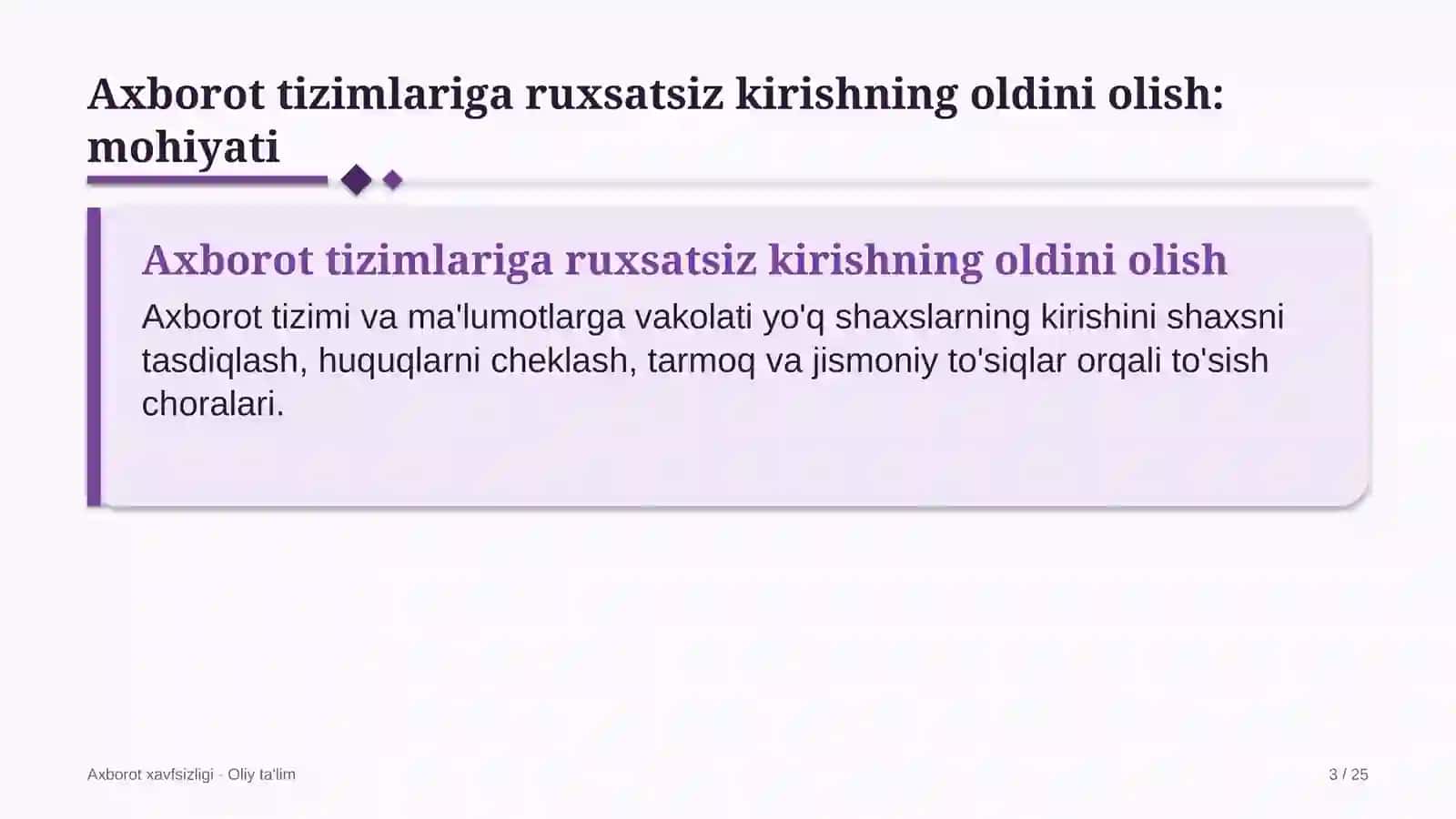 Axborot xavfsizligi · Oliy ta'lim 3