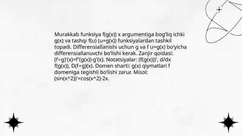 Murakkab funksiyaning hosilasi 3