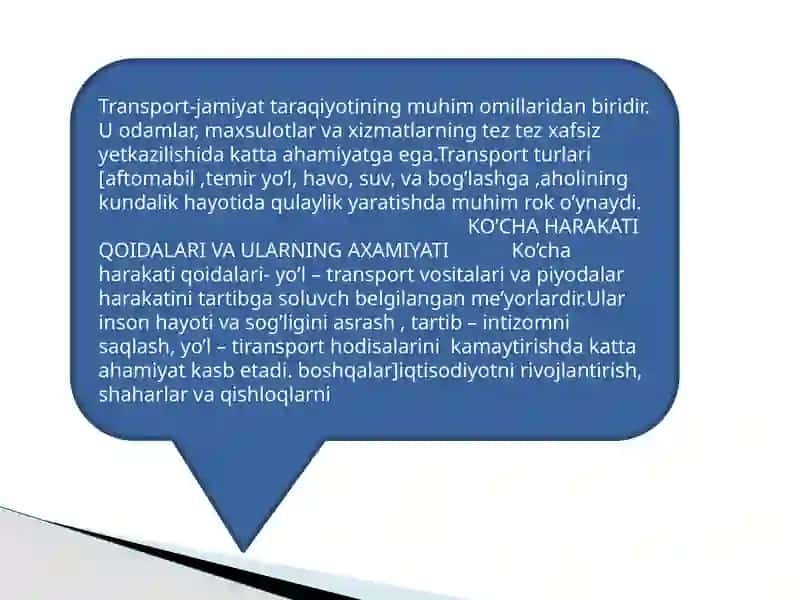 Transport Ko’chaharakati Qoidalari 3