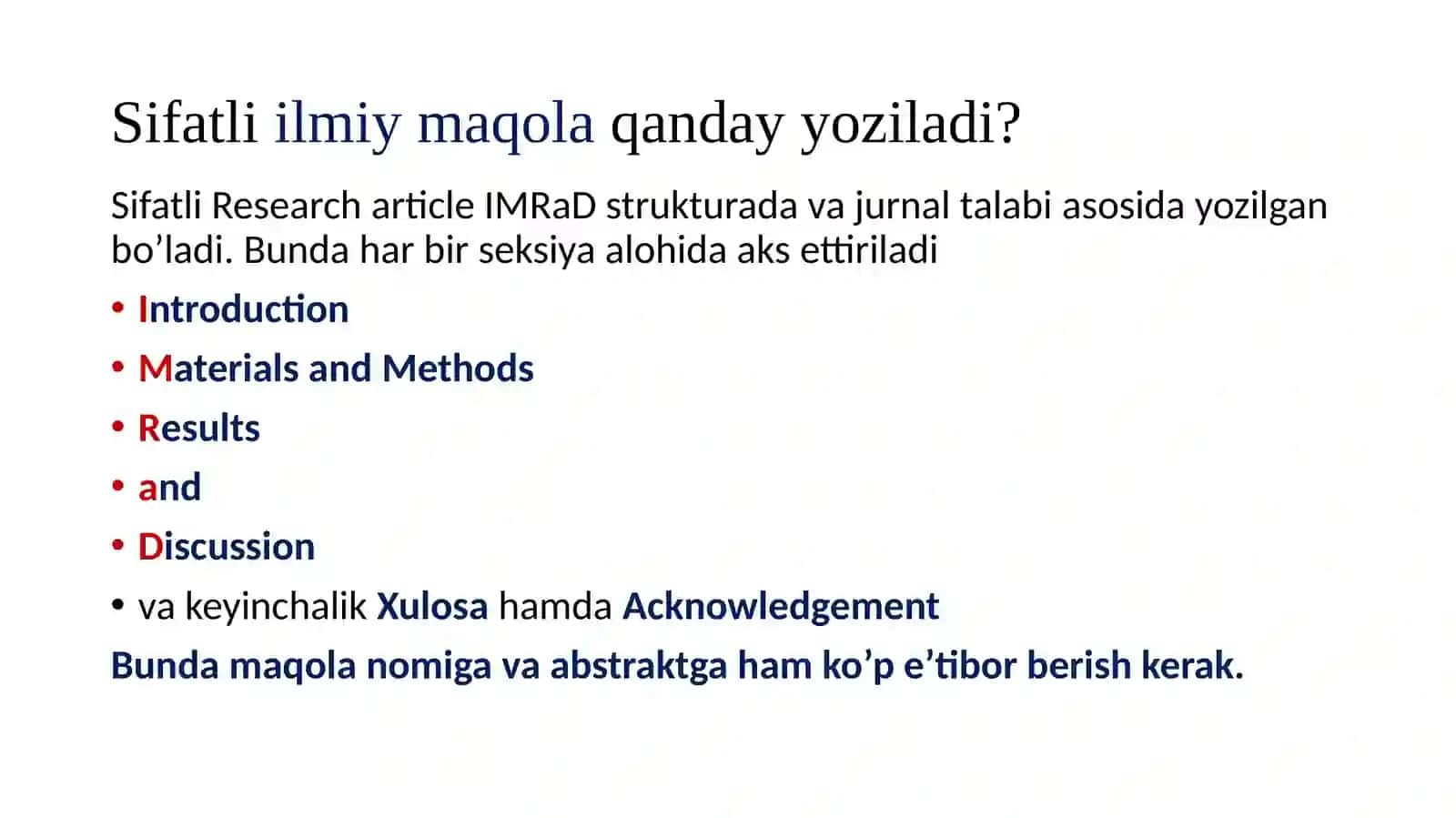 SIFATLI Ilmiy maqola yozish 3