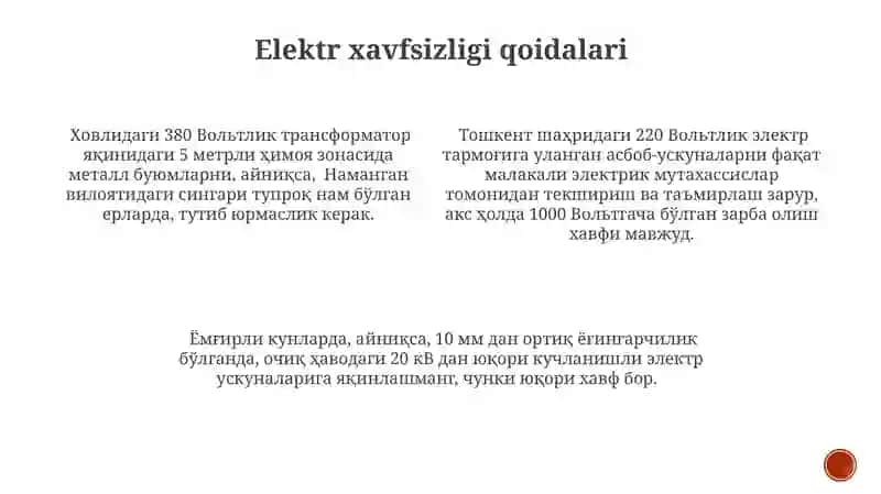 Elektr Xavfsizlik qoidalari 3