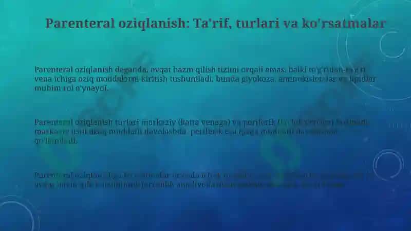 Parenteral oziqlanish 3