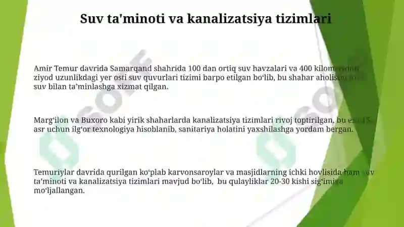 Amir Temur va Temuriylar davridagi shaharsozlik taraqiyoti 3