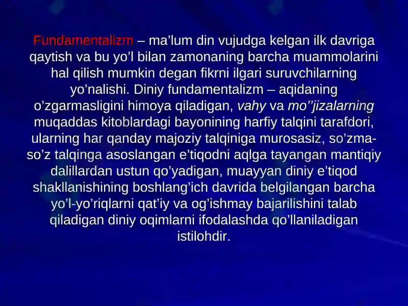 Diniy Ekstremizm va Fundamentalizm 3