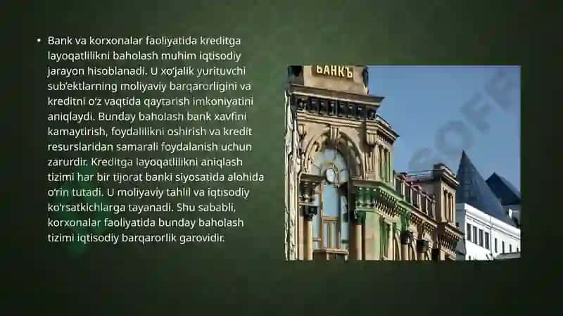 Bankmijozining kredit galayoqatliligini tahlili 3