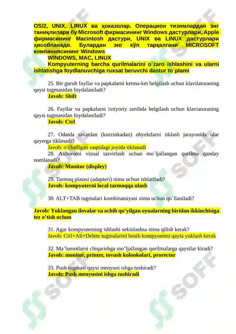 Argos test savollari javoblari yangi 3