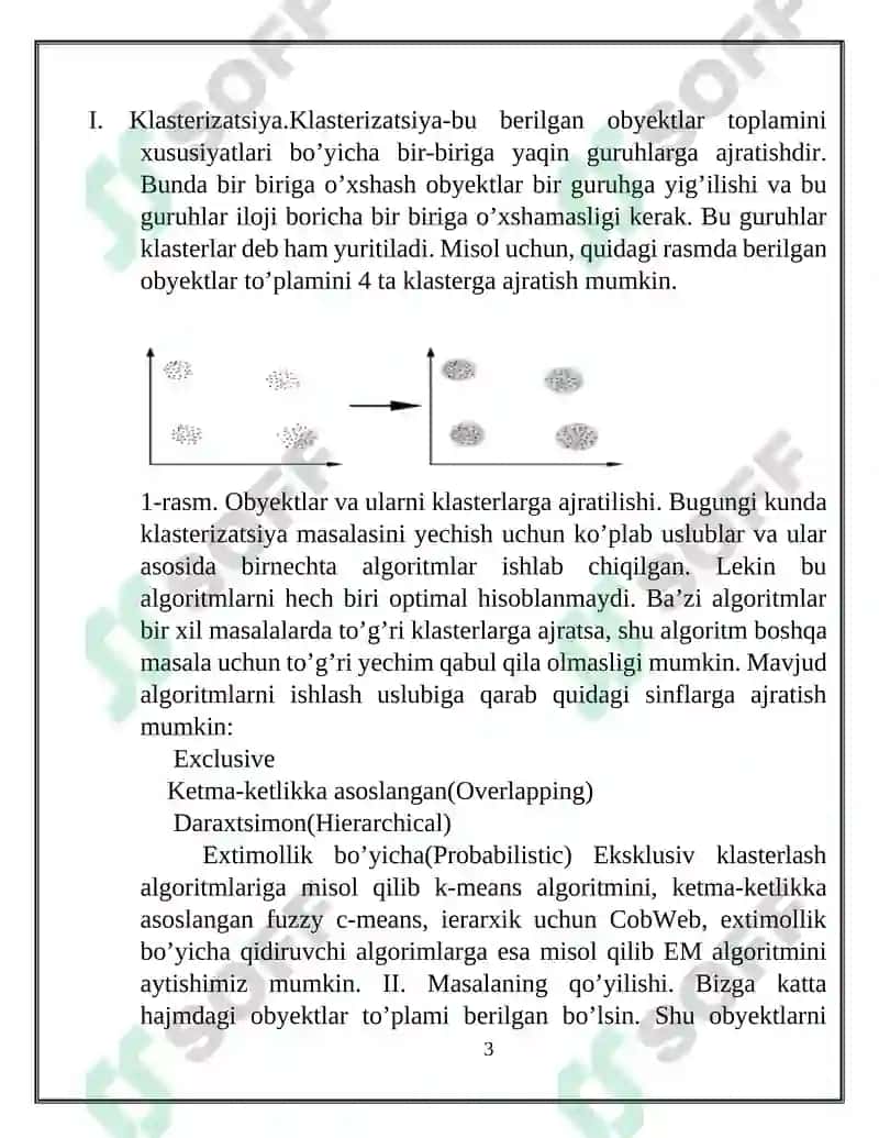 Klasterlash masalasini yechish 3