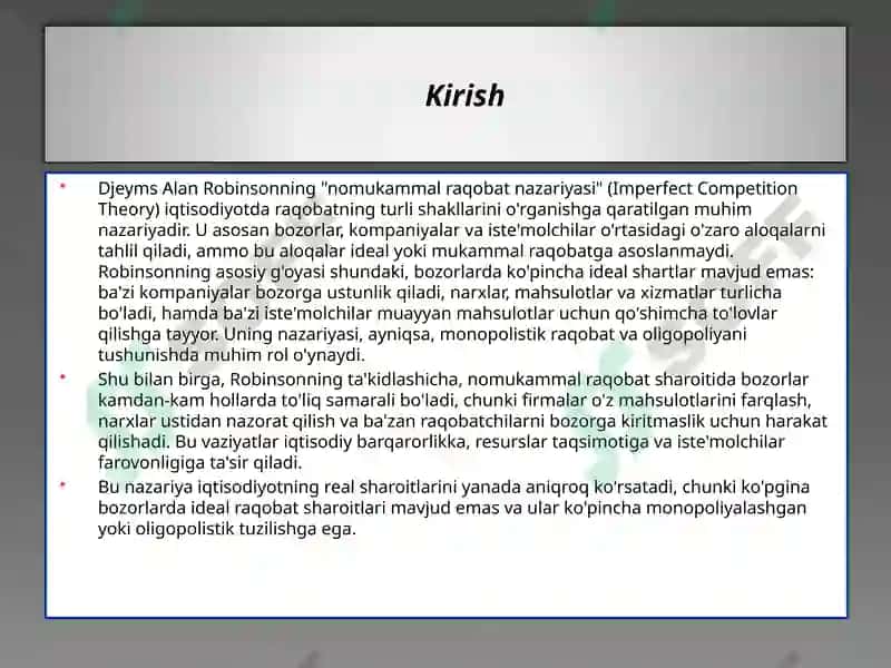 Nomukammal raqobat nazariyasi 3