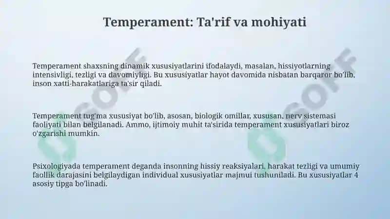 Temperament. Temperament tiplari 3