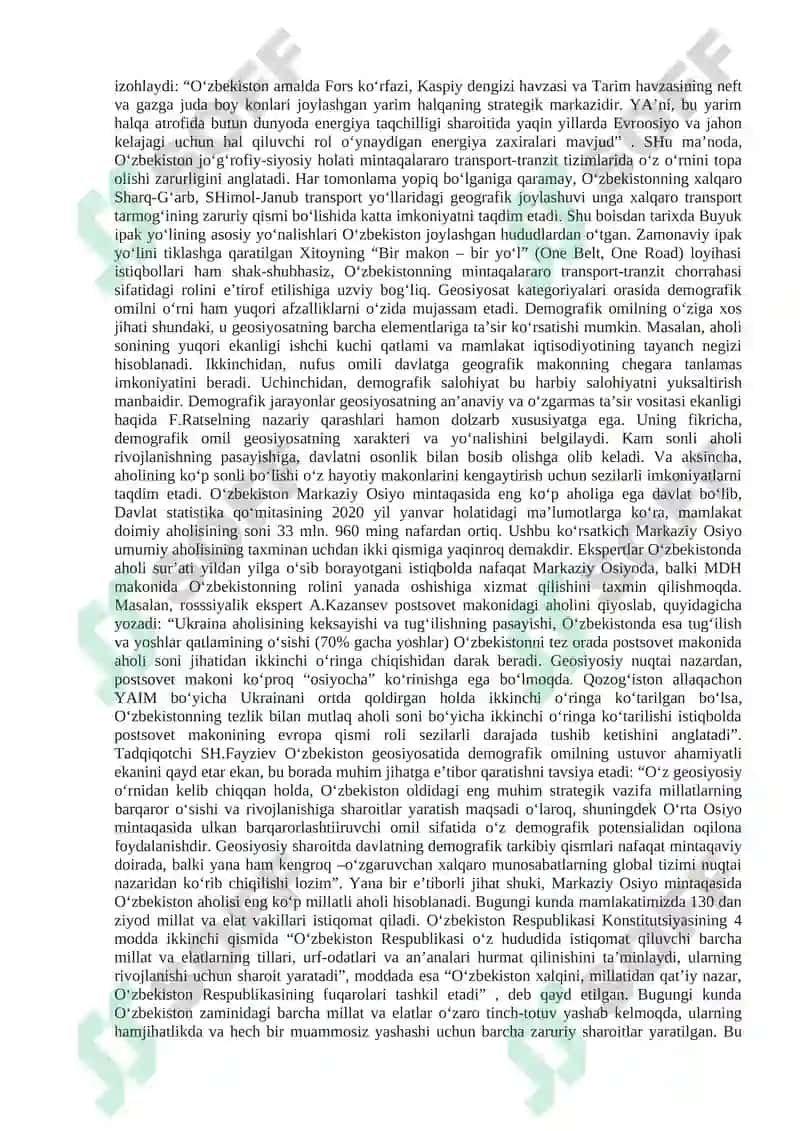 Mustaqil ish. Mavzu: Geografik determinizm. 3