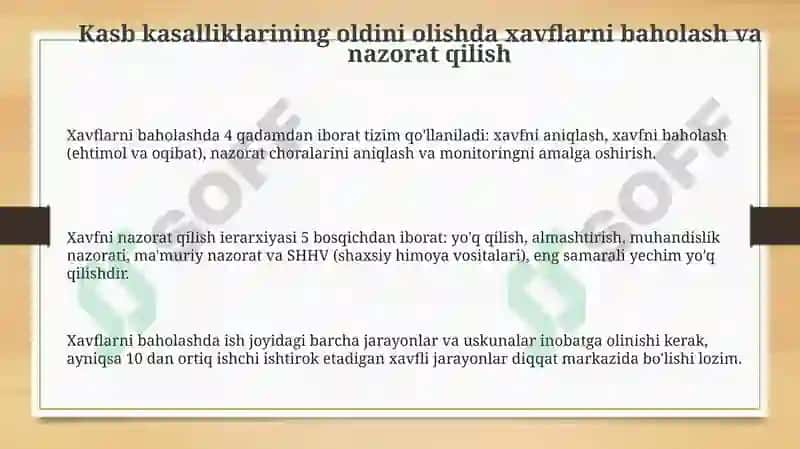 Sanoat korxonalarida kasb kasalikklarini oldini olish qaratilgan chora tadbirlar 3